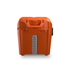  35/60 Orange Ice Chest Cooler - Pilot Outdoors with black front latches, a molded top handle, and a drain plug at the base.