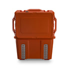  35/60 Orange Ice Chest Cooler - Pilot Outdoors with black front latches, a molded top handle, and a drain plug at the base.