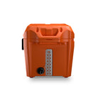  35/60 Orange Ice Chest Cooler - Pilot Outdoors with black front latches, a molded top handle, and a drain plug at the base.