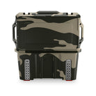 PILOT OUTDOORS Camo ice cooler with rugged design, insulated interior, and convenient handles for outdoor activities.